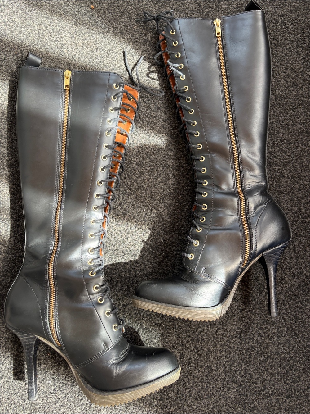 Dr Martens Gilda heeled black knee high tall boots - Picture 2 of 12